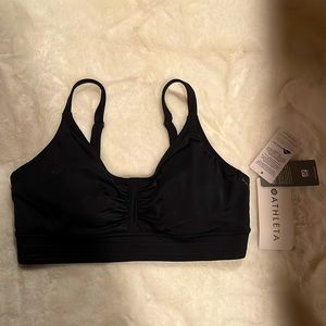 Athleta Stitched Ruched Black Band Bikini Top NWT